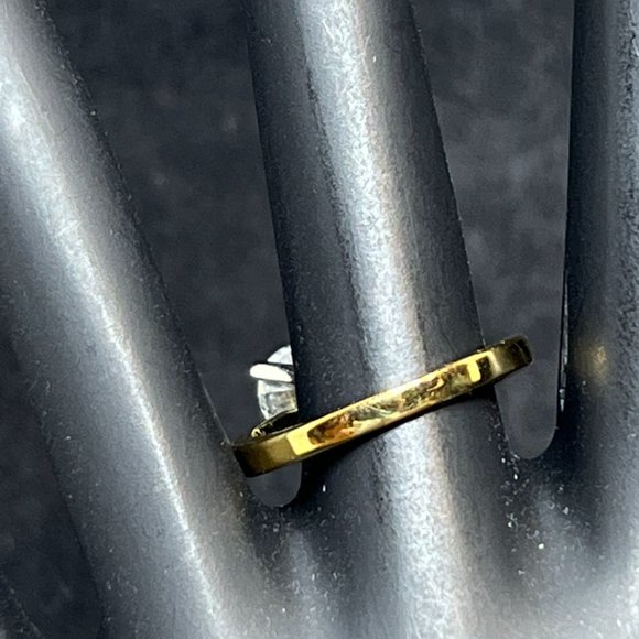 Vintage Uncas 14k HGE Gold And Rhinestone Statement Ring Sz 7 (R287) - Picture 3 of 6